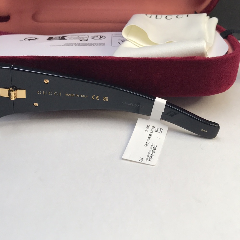 💯 - New Authentic Gucci GG1247S 001 60 Black Sunglasses - Picture 11 of 15